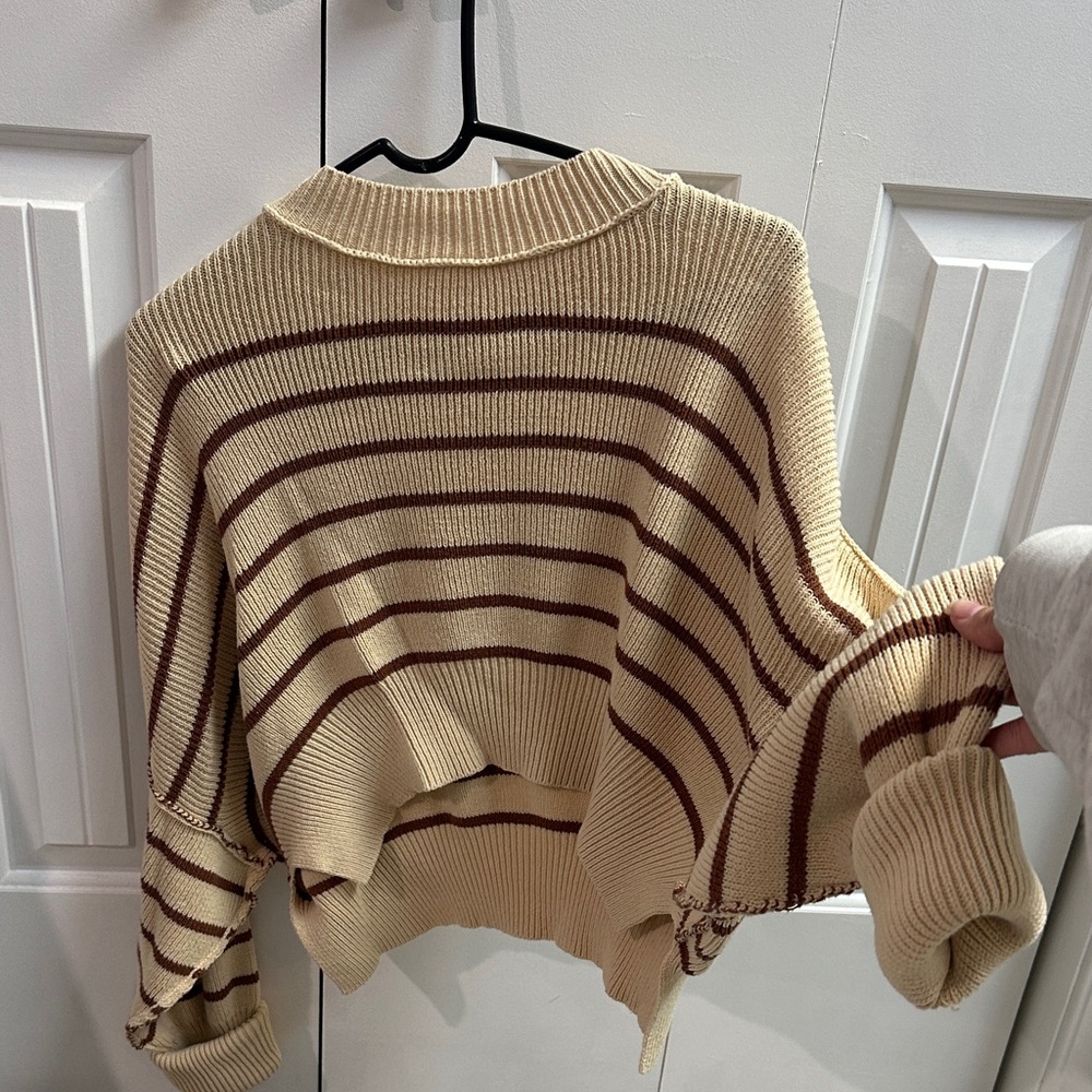 Striped Beige and Brown Women's Sweater